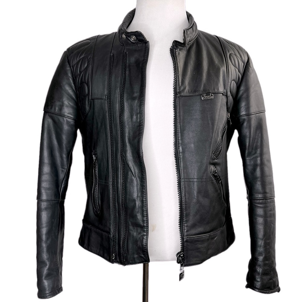 Stein Leathers Men’s Black Padded Biker Motorcycle Leather Jacket - Picture 8 of 15